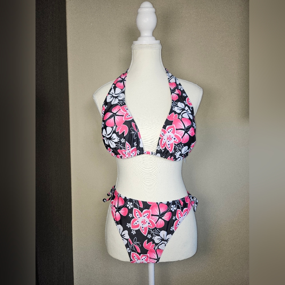 5 For $25✨️New Womens Extra Extra Large XXL Pink Black Flower Bikini 2 Swim Set
